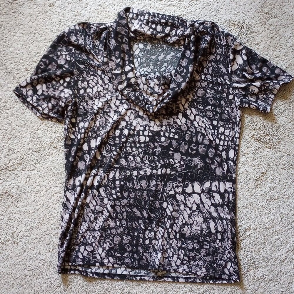 Preston & York Short Sleeve Cowl Neck Knit Top